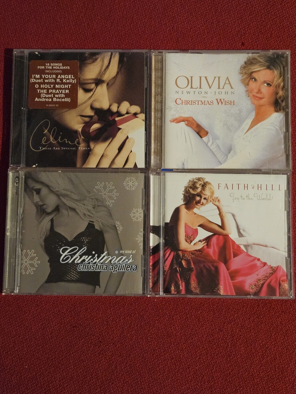 Holiday Christmas CD Lot (4) Celine Dion, Olivia Newton-John, Christina Aguilera
